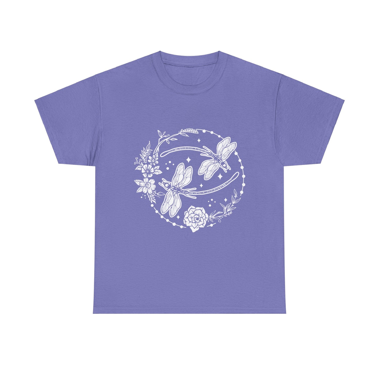 Dragonfly T-Shirt, Floral Design Tees, Nature Lover Gift, Boho Style Shirt, Garden Theme Tee, Botanical Graphic Top