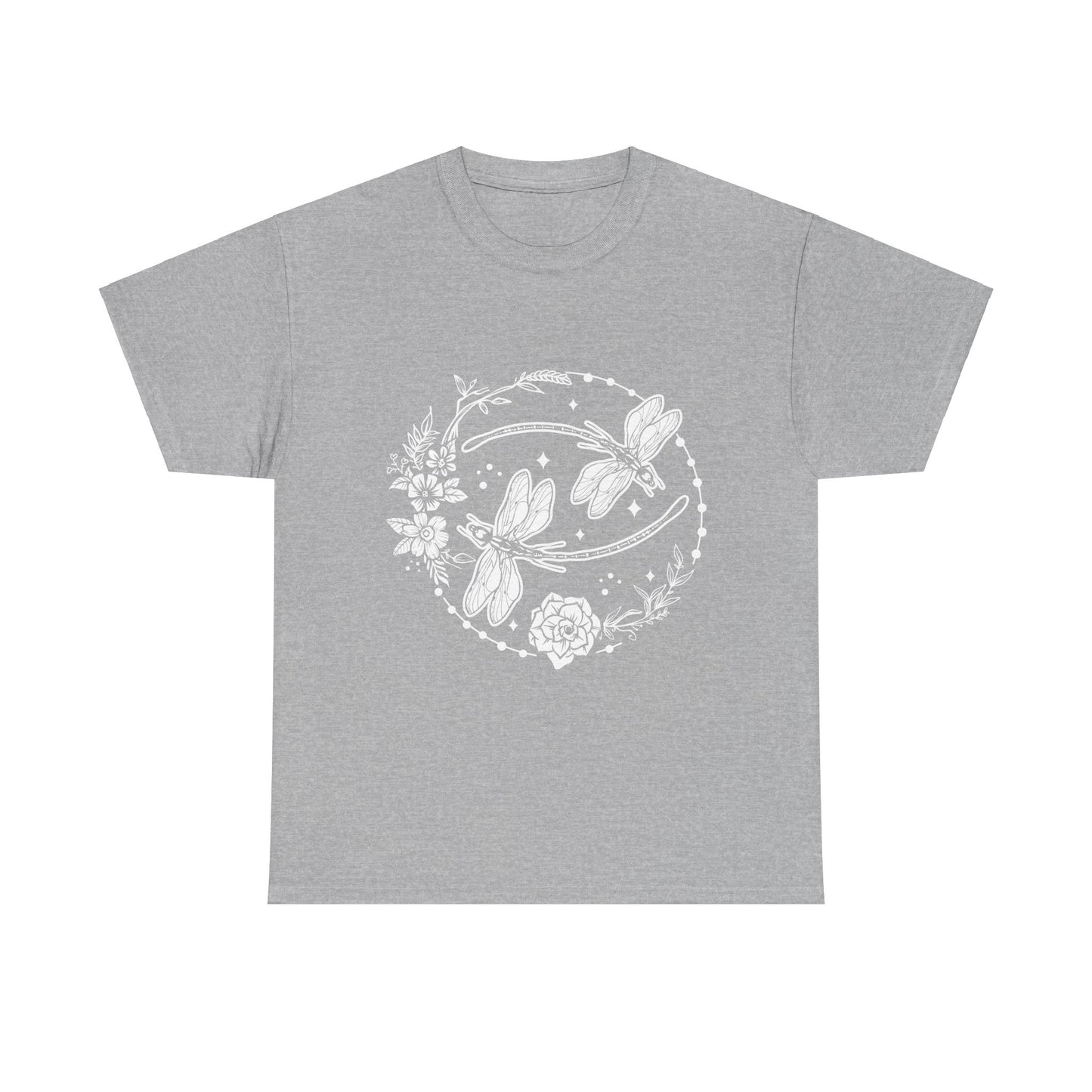 Dragonfly T-Shirt, Floral Design Tees, Nature Lover Gift, Boho Style Shirt, Garden Theme Tee, Botanical Graphic Top