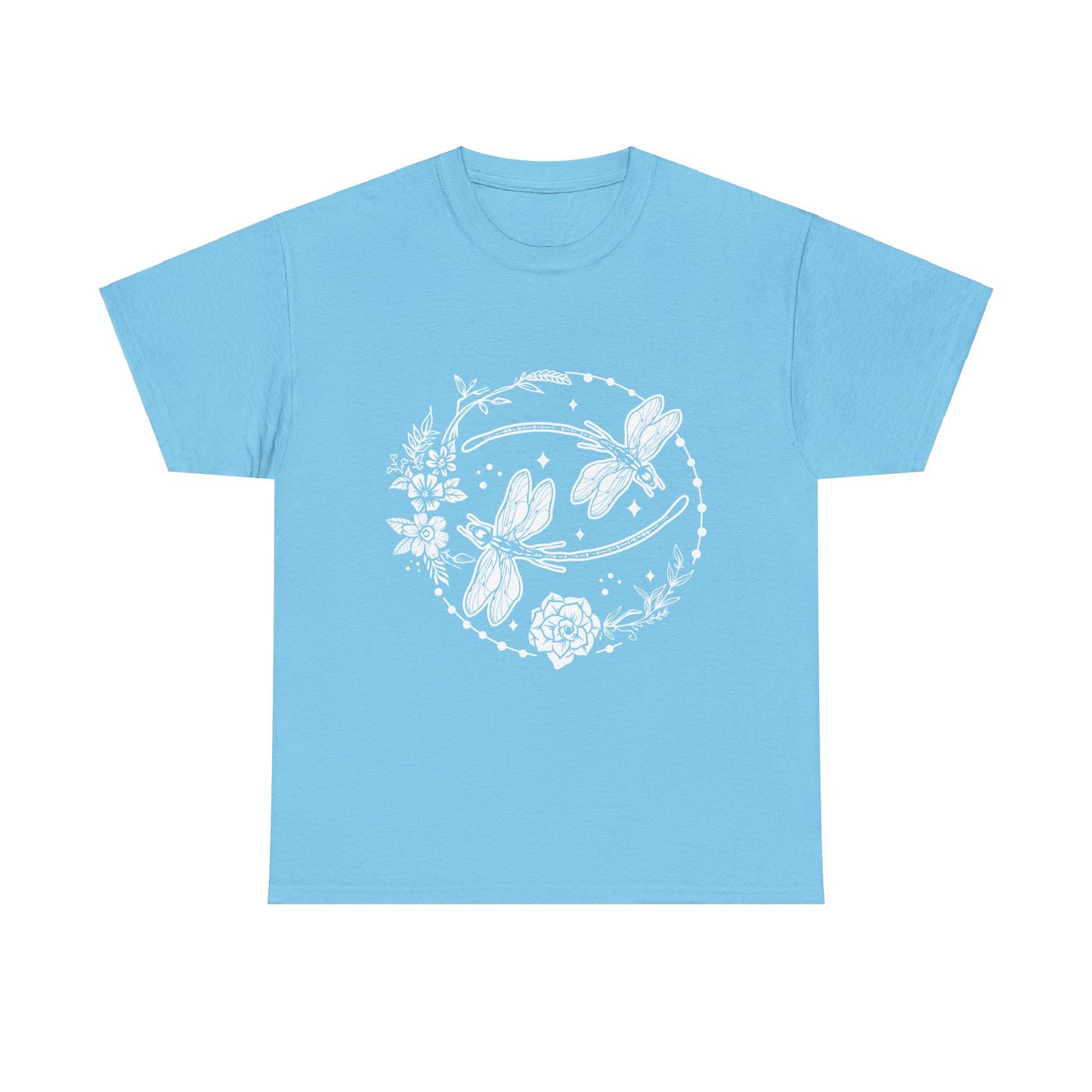 Dragonfly T-Shirt, Floral Design Tees, Nature Lover Gift, Boho Style Shirt, Garden Theme Tee, Botanical Graphic Top