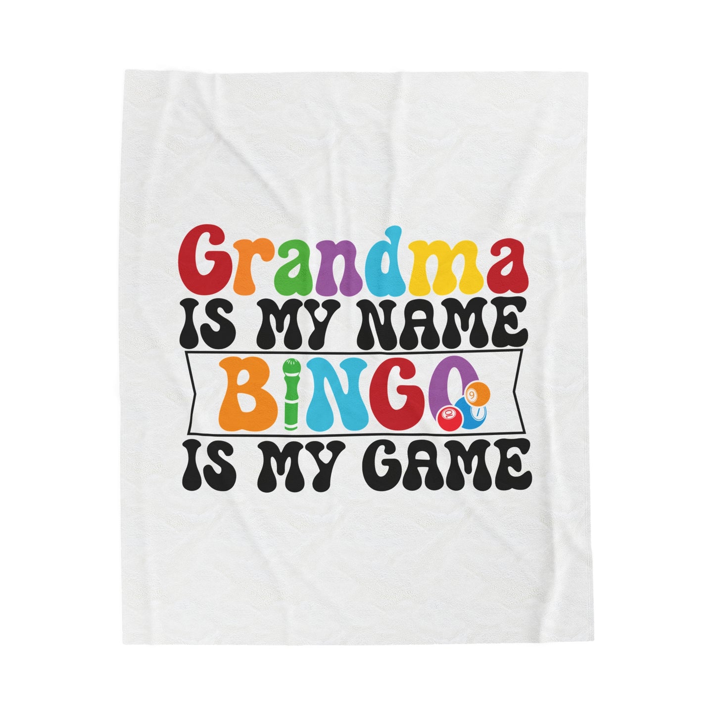 Grandma Bingo Plush Blanket, Cozy Gift for Grandparents, Soft Velveteen Throw for Family Gatherings, Birthday, Mother's Day