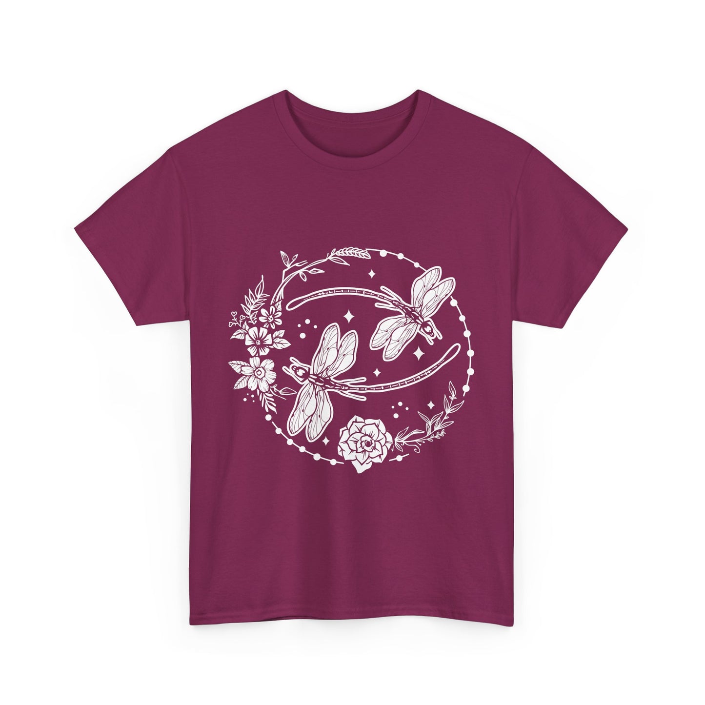 Dragonfly T-Shirt, Floral Design Tees, Nature Lover Gift, Boho Style Shirt, Garden Theme Tee, Botanical Graphic Top