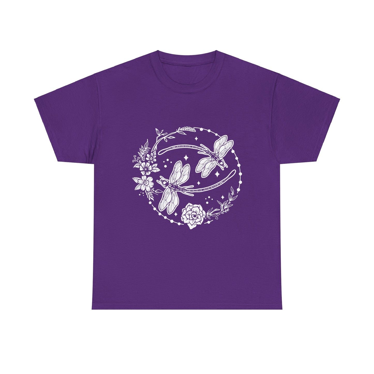 Dragonfly T-Shirt, Floral Design Tees, Nature Lover Gift, Boho Style Shirt, Garden Theme Tee, Botanical Graphic Top