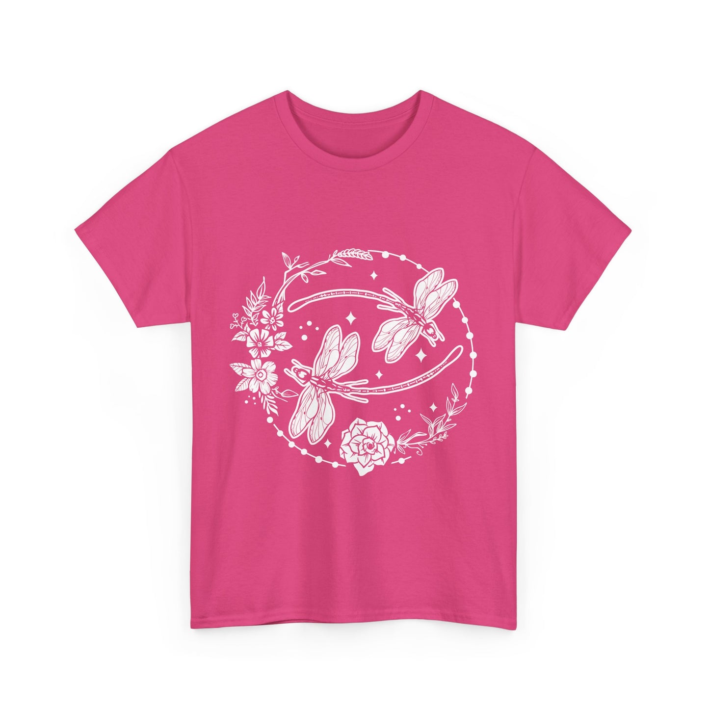 Dragonfly T-Shirt, Floral Design Tees, Nature Lover Gift, Boho Style Shirt, Garden Theme Tee, Botanical Graphic Top