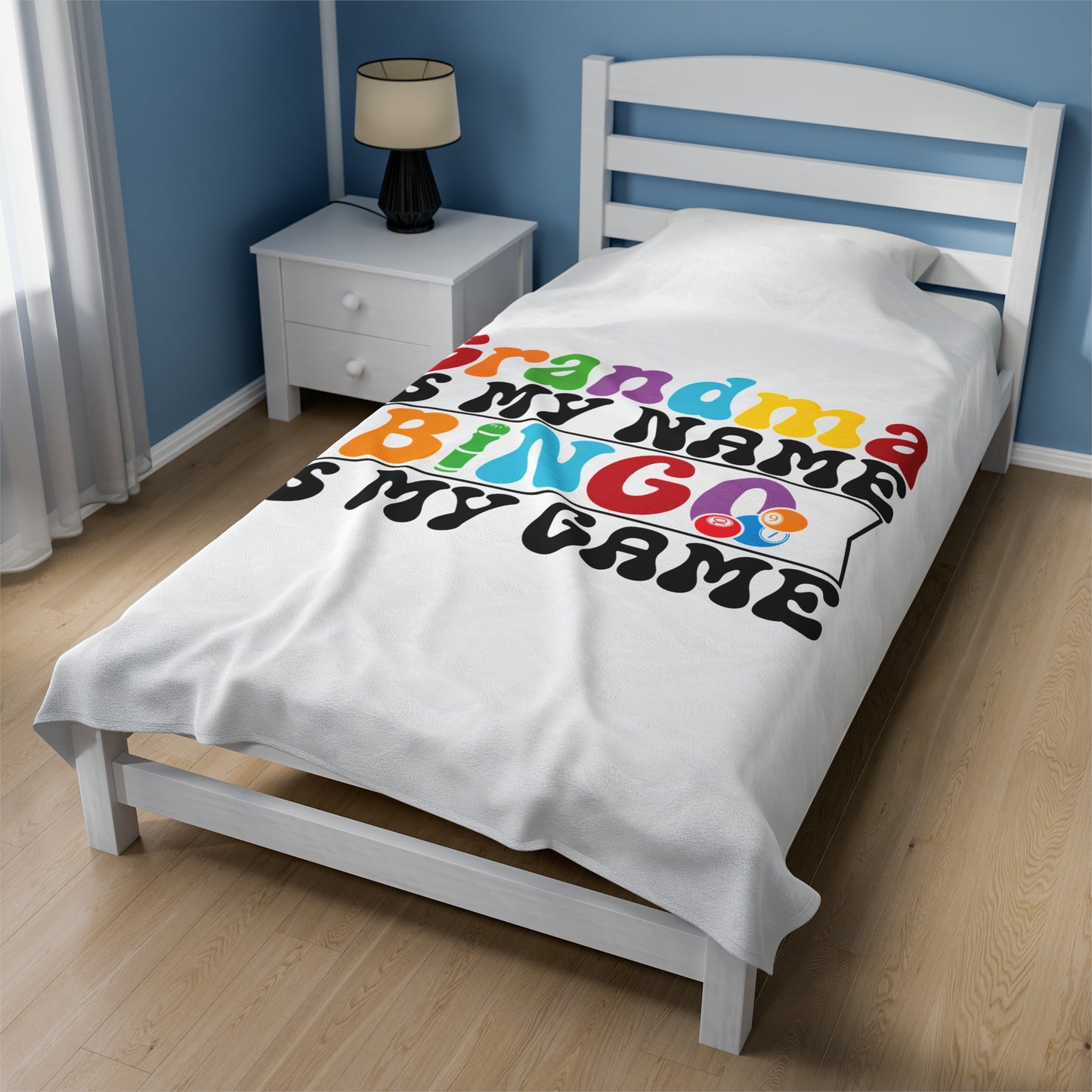Grandma Bingo Plush Blanket, Cozy Gift for Grandparents, Soft Velveteen Throw for Family Gatherings, Birthday, Mother's Day