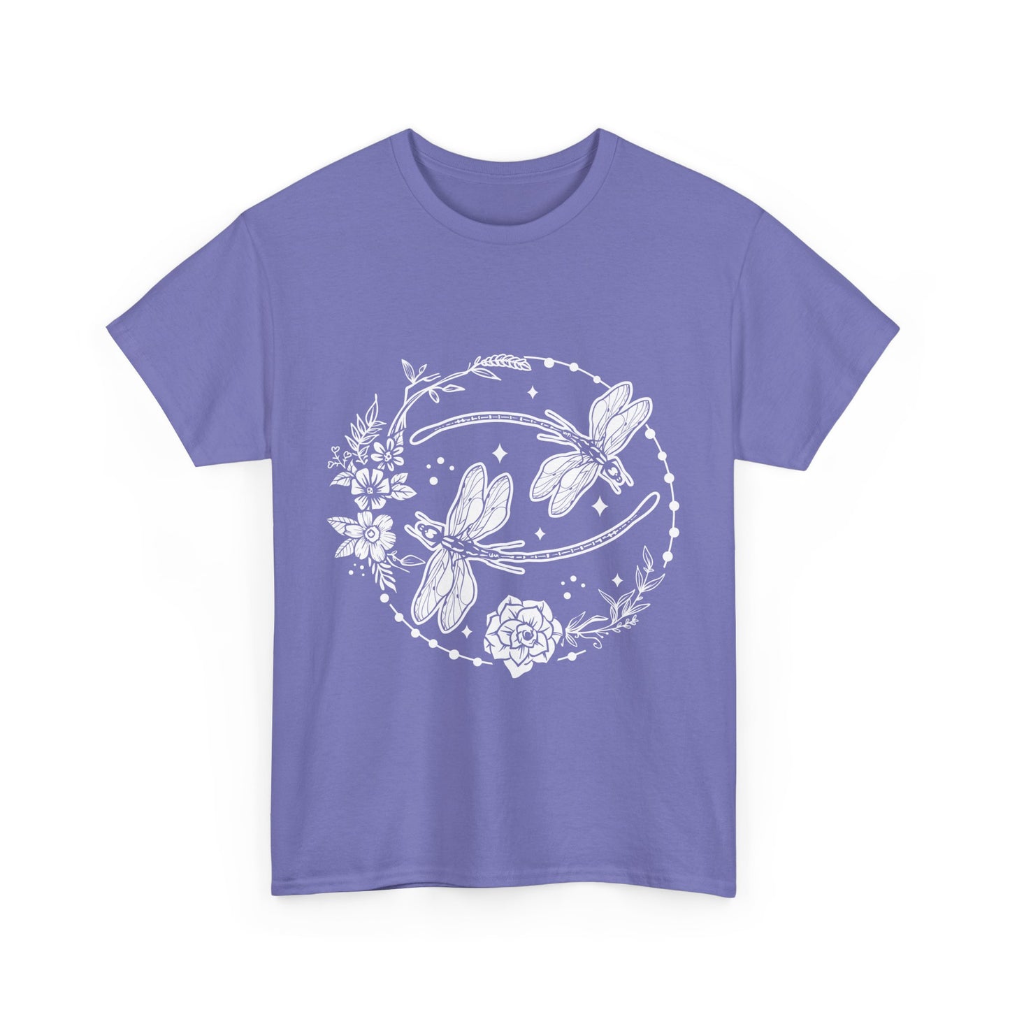 Dragonfly T-Shirt, Floral Design Tees, Nature Lover Gift, Boho Style Shirt, Garden Theme Tee, Botanical Graphic Top