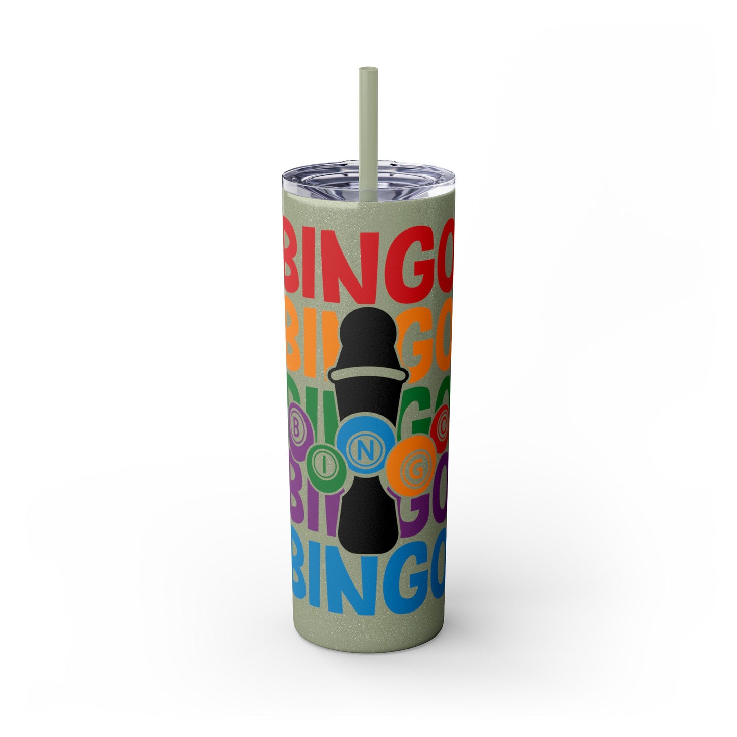 Personalized Colorful Bingo Skinny Tumbler with Straw, Perfect Gift for Bingo Lovers, Travel Mug for Game Night, Fun Party Accessory, 20oz