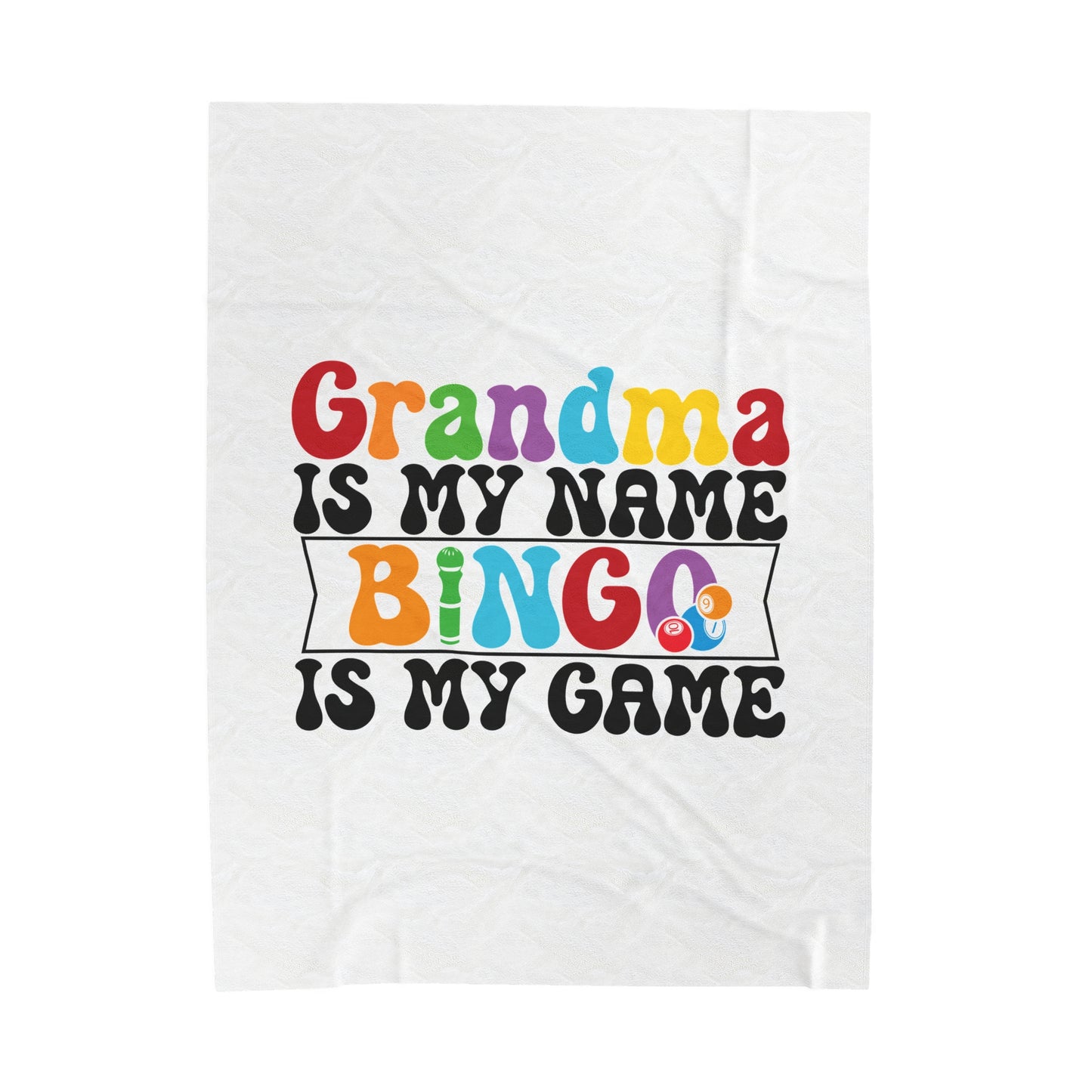 Grandma Bingo Plush Blanket, Cozy Gift for Grandparents, Soft Velveteen Throw for Family Gatherings, Birthday, Mother's Day