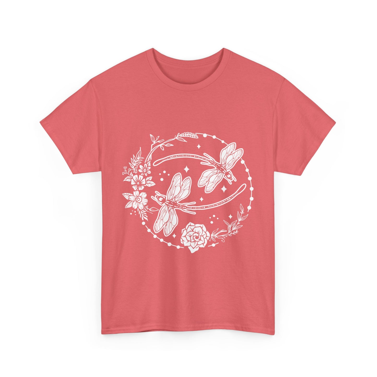 Dragonfly T-Shirt, Floral Design Tees, Nature Lover Gift, Boho Style Shirt, Garden Theme Tee, Botanical Graphic Top