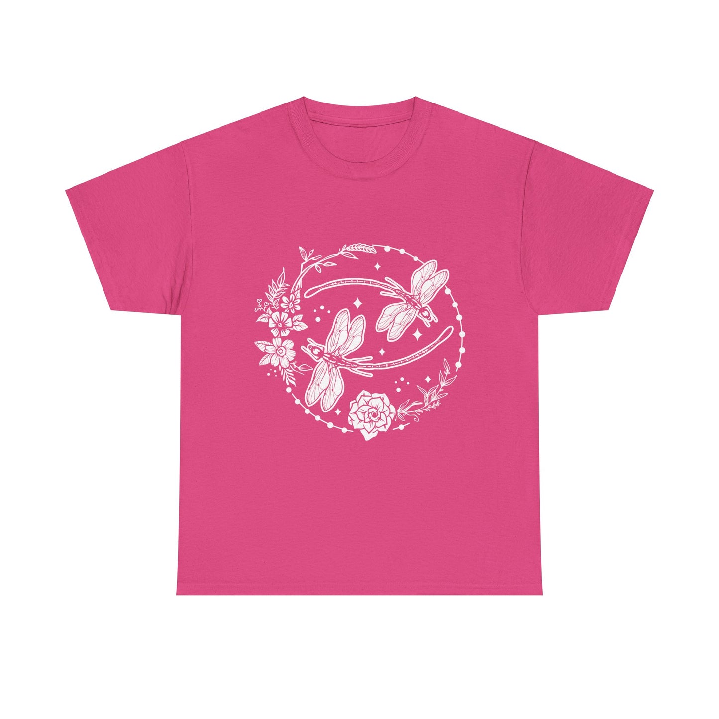 Dragonfly T-Shirt, Floral Design Tees, Nature Lover Gift, Boho Style Shirt, Garden Theme Tee, Botanical Graphic Top