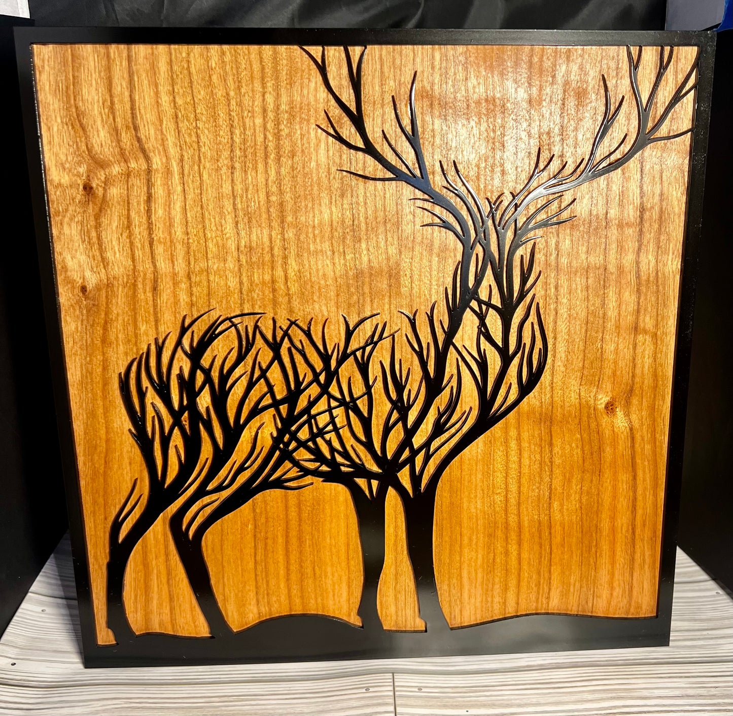 Wood and acrylic Deer tree decor