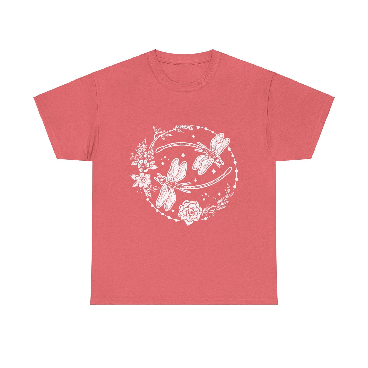 Dragonfly T-Shirt, Floral Design Tees, Nature Lover Gift, Boho Style Shirt, Garden Theme Tee, Botanical Graphic Top