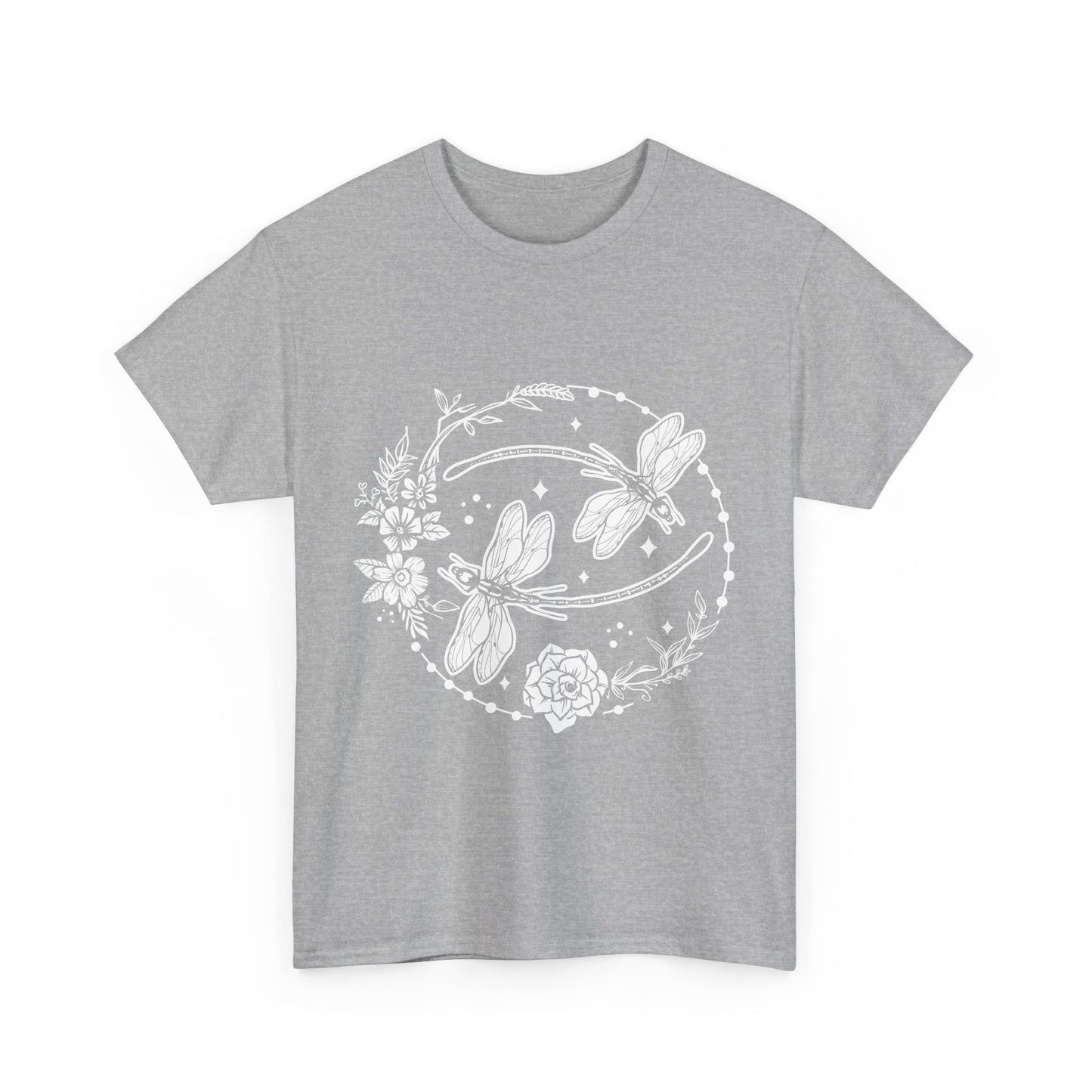 Dragonfly T-Shirt, Floral Design Tees, Nature Lover Gift, Boho Style Shirt, Garden Theme Tee, Botanical Graphic Top