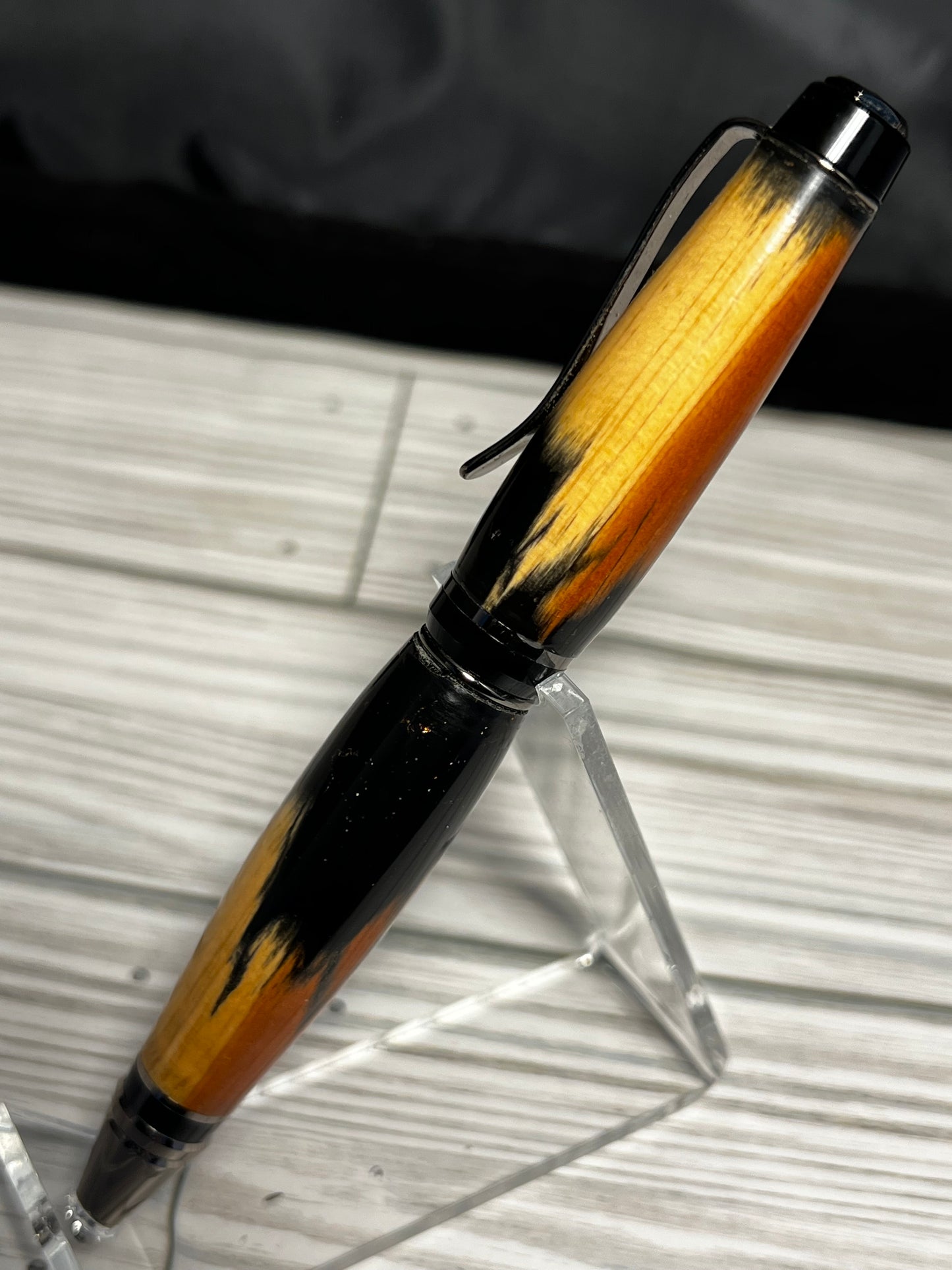 Cigar style pen with cedar and resin