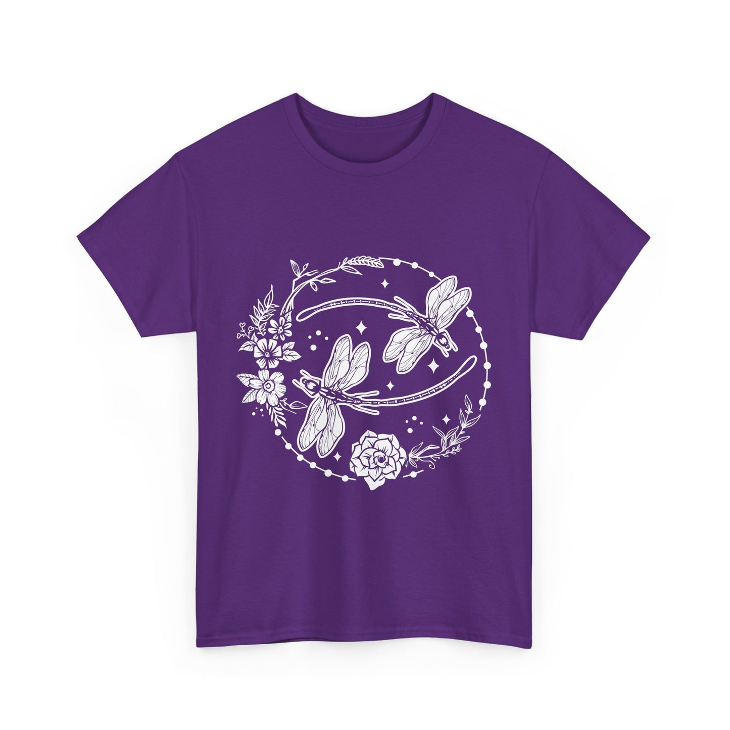 Dragonfly T-Shirt, Floral Design Tees, Nature Lover Gift, Boho Style Shirt, Garden Theme Tee, Botanical Graphic Top