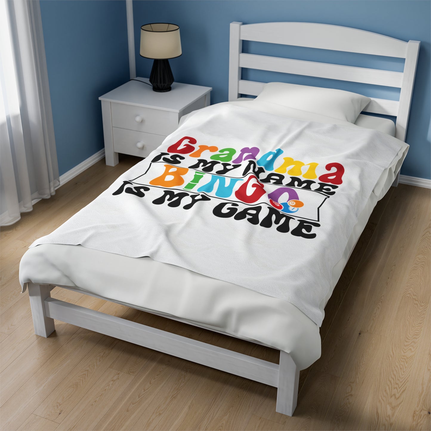 Grandma Bingo Plush Blanket, Cozy Gift for Grandparents, Soft Velveteen Throw for Family Gatherings, Birthday, Mother's Day