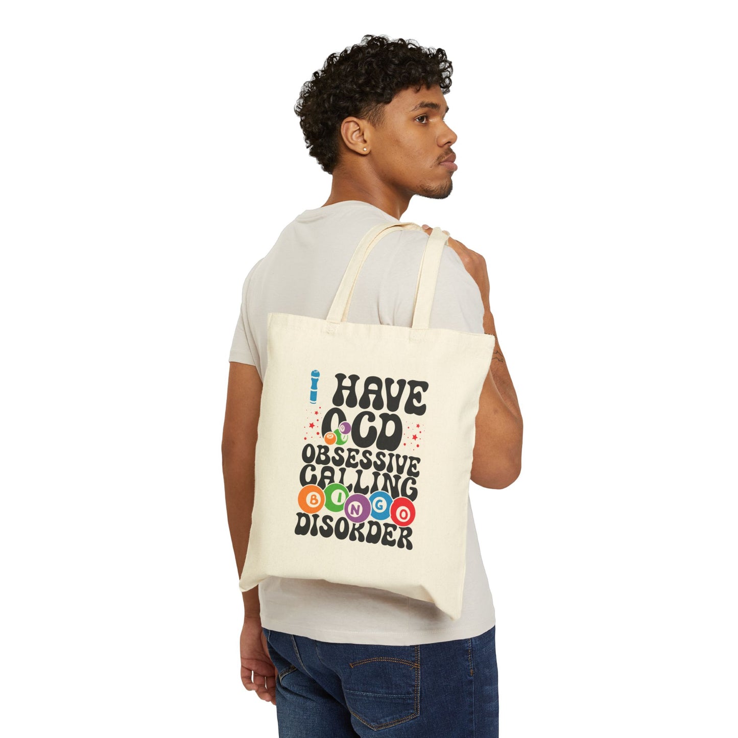 Personalized Colorful Bingo Themed Cotton Canvas Tote Bag, Perfect for Bingo Nights, Funny Gift for Friends, Fun Tote for Game