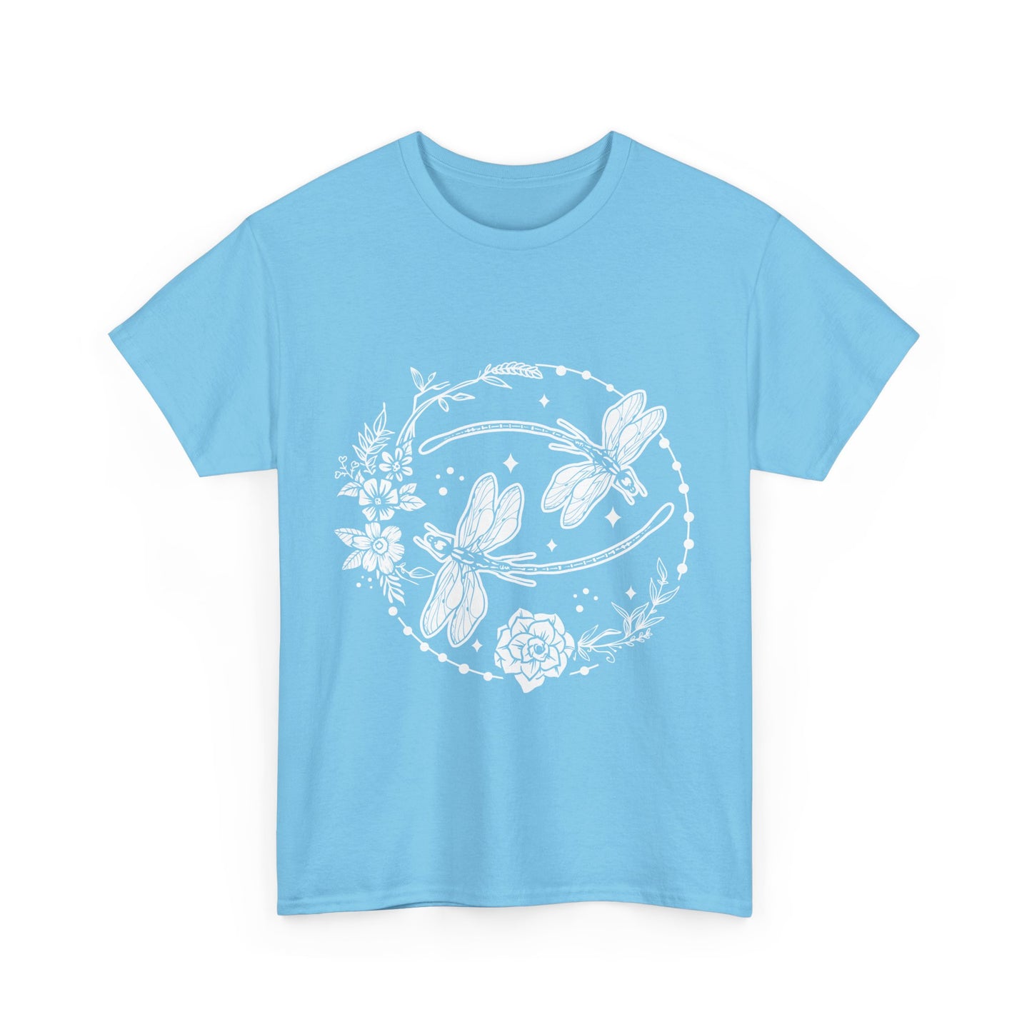 Dragonfly T-Shirt, Floral Design Tees, Nature Lover Gift, Boho Style Shirt, Garden Theme Tee, Botanical Graphic Top