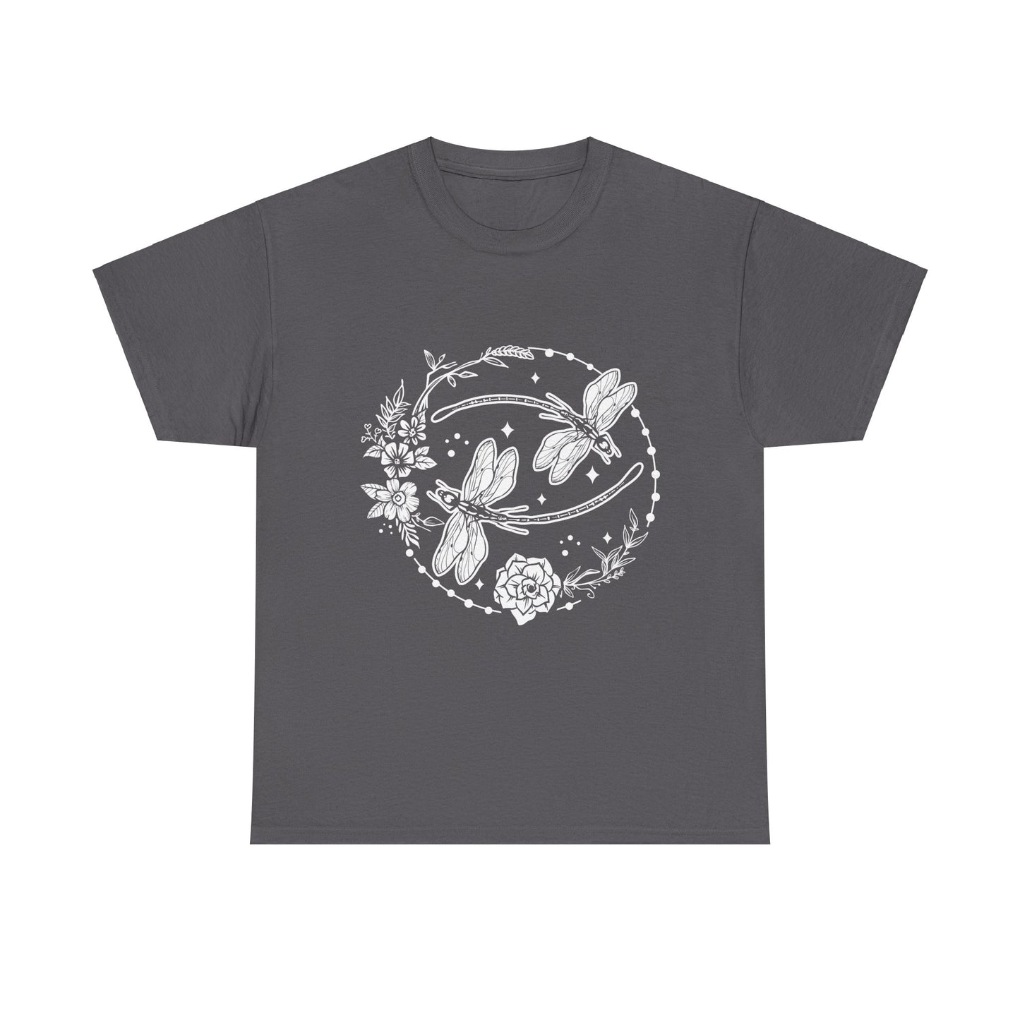 Dragonfly T-Shirt, Floral Design Tees, Nature Lover Gift, Boho Style Shirt, Garden Theme Tee, Botanical Graphic Top