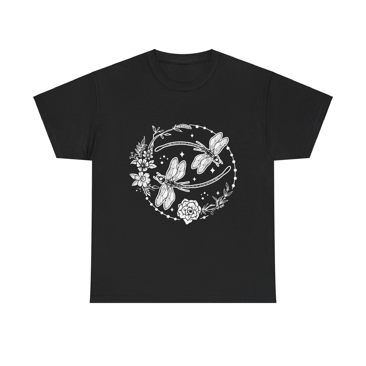 Dragonfly T-Shirt, Floral Design Tees, Nature Lover Gift, Boho Style Shirt, Garden Theme Tee, Botanical Graphic Top