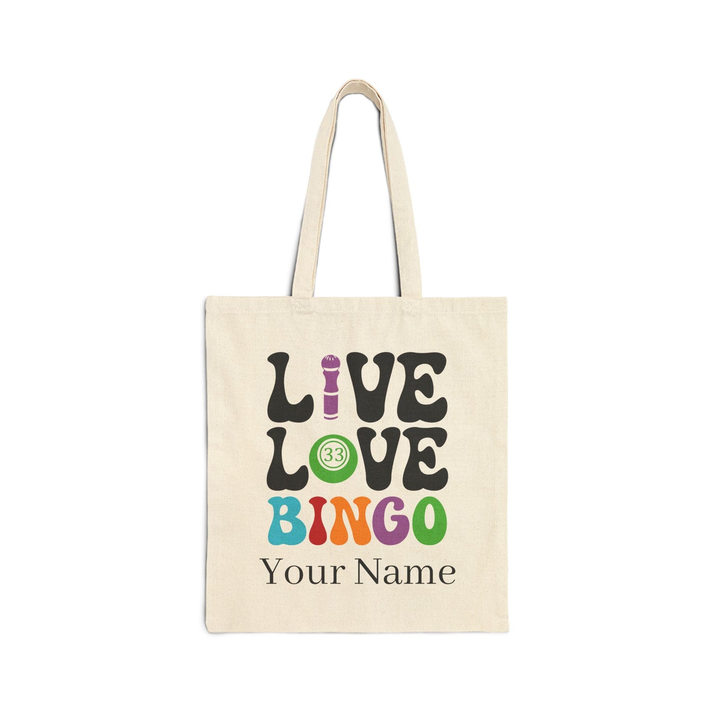 Personalized Colorful Bingo Themed Cotton Canvas Tote Bag, Perfect for Bingo Nights, Funny Gift for Friends, Fun Tote for Game