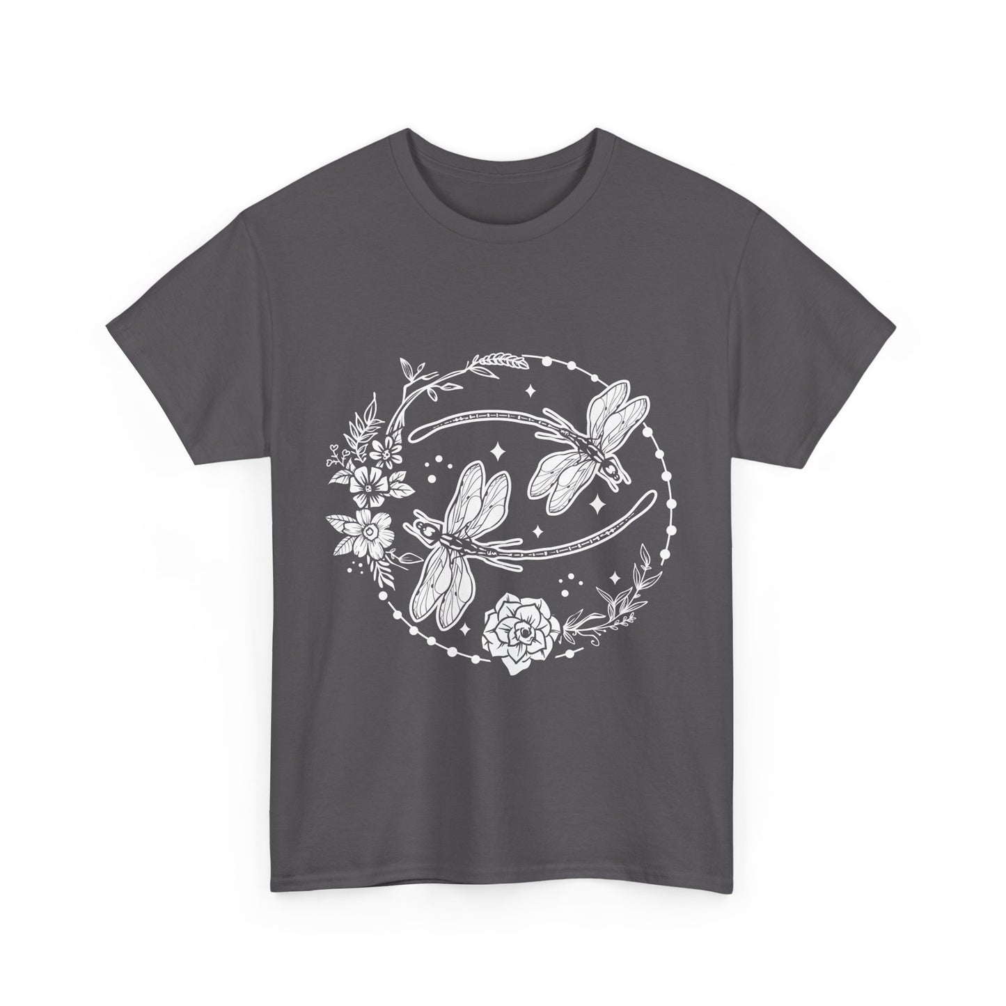 Dragonfly T-Shirt, Floral Design Tees, Nature Lover Gift, Boho Style Shirt, Garden Theme Tee, Botanical Graphic Top