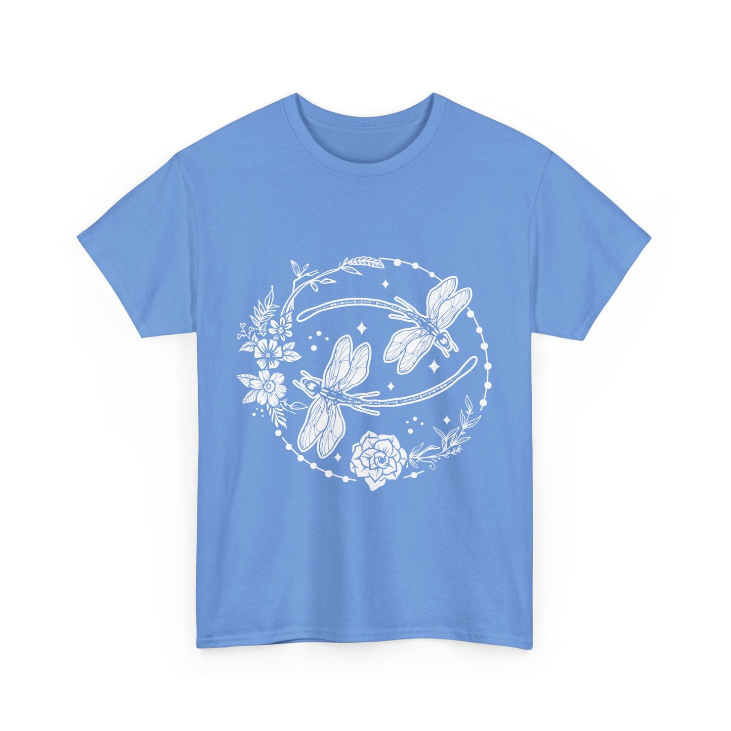 Dragonfly T-Shirt, Floral Design Tees, Nature Lover Gift, Boho Style Shirt, Garden Theme Tee, Botanical Graphic Top