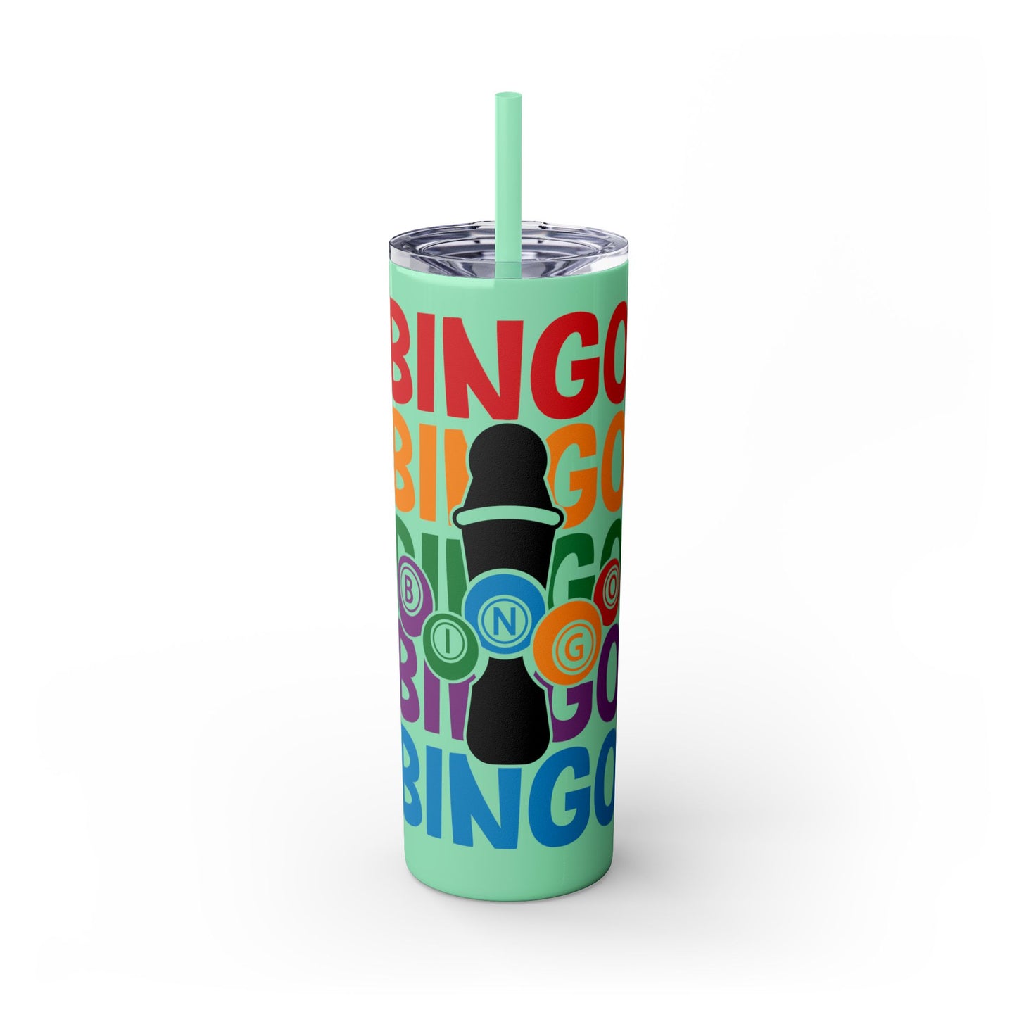 Personalized Colorful Bingo Skinny Tumbler with Straw, Perfect Gift for Bingo Lovers, Travel Mug for Game Night, Fun Party Accessory, 20oz