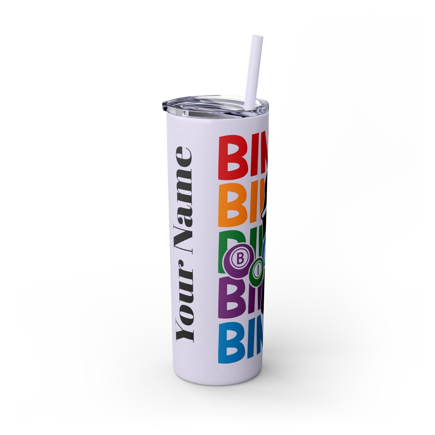 Personalized Colorful Bingo Skinny Tumbler with Straw, Perfect Gift for Bingo Lovers, Travel Mug for Game Night, Fun Party Accessory, 20oz