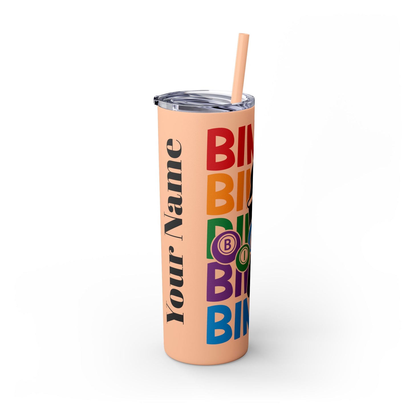 Personalized Colorful Bingo Skinny Tumbler with Straw, Perfect Gift for Bingo Lovers, Travel Mug for Game Night, Fun Party Accessory, 20oz