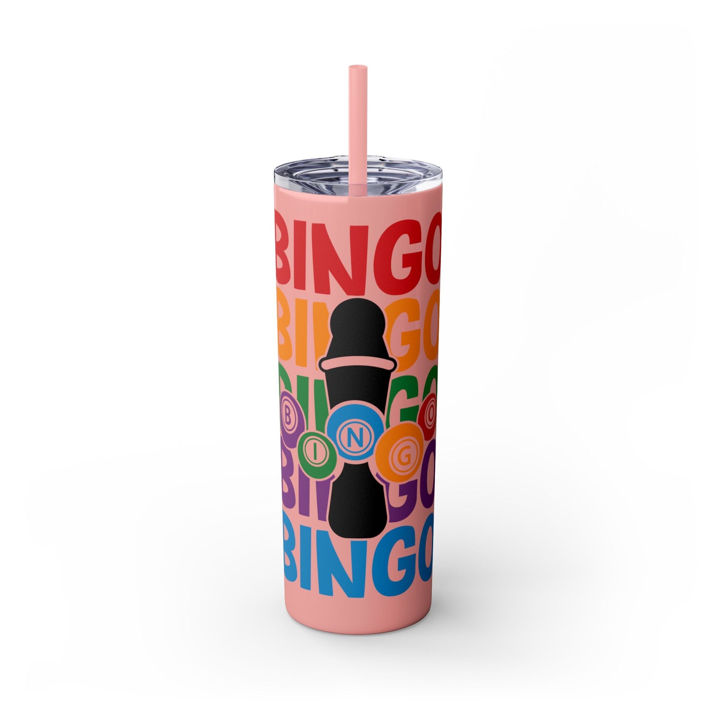 Personalized Colorful Bingo Skinny Tumbler with Straw, Perfect Gift for Bingo Lovers, Travel Mug for Game Night, Fun Party Accessory, 20oz