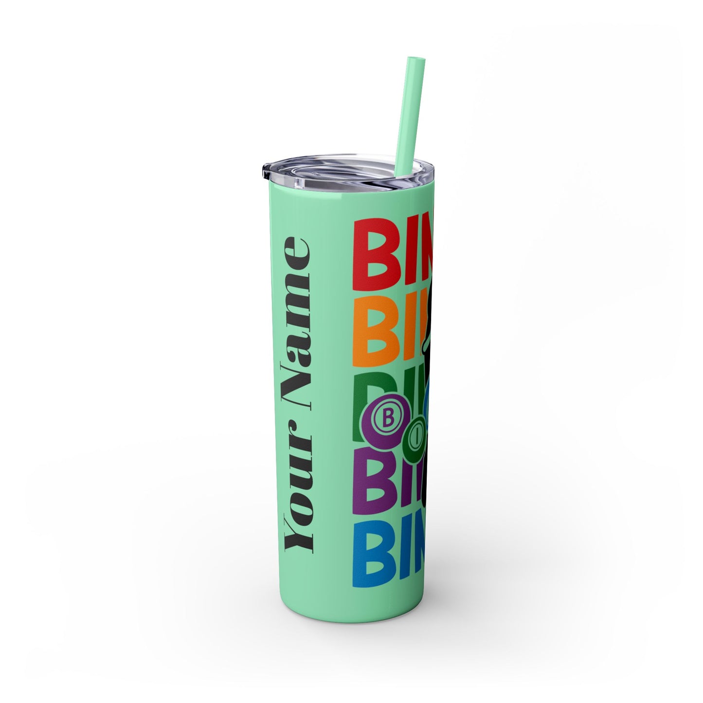 Personalized Colorful Bingo Skinny Tumbler with Straw, Perfect Gift for Bingo Lovers, Travel Mug for Game Night, Fun Party Accessory, 20oz