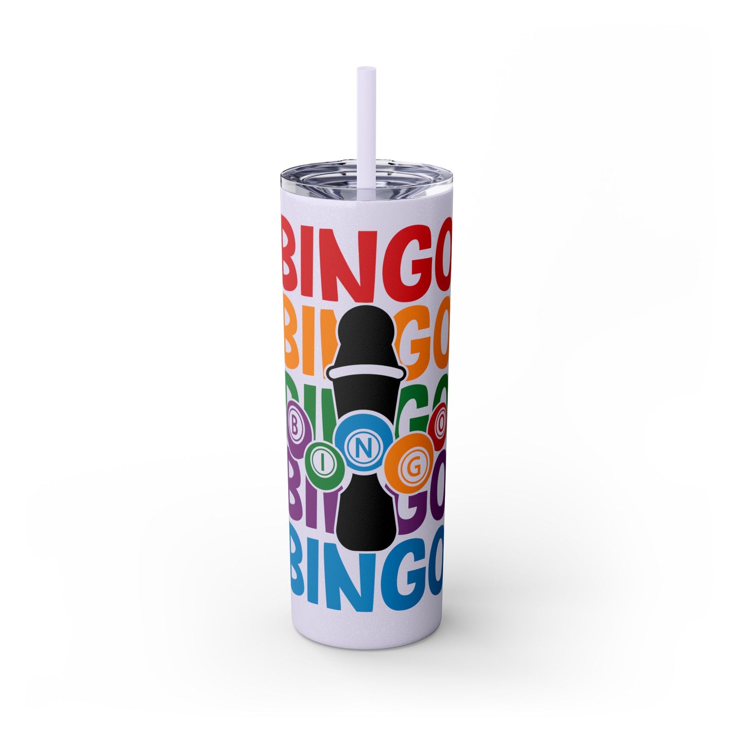 Personalized Colorful Bingo Skinny Tumbler with Straw, Perfect Gift for Bingo Lovers, Travel Mug for Game Night, Fun Party Accessory, 20oz