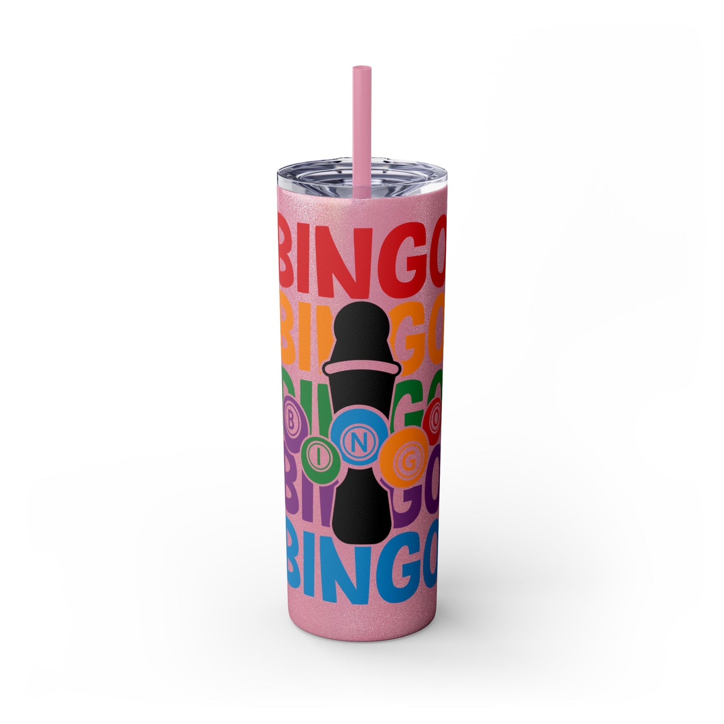 Personalized Colorful Bingo Skinny Tumbler with Straw, Perfect Gift for Bingo Lovers, Travel Mug for Game Night, Fun Party Accessory, 20oz