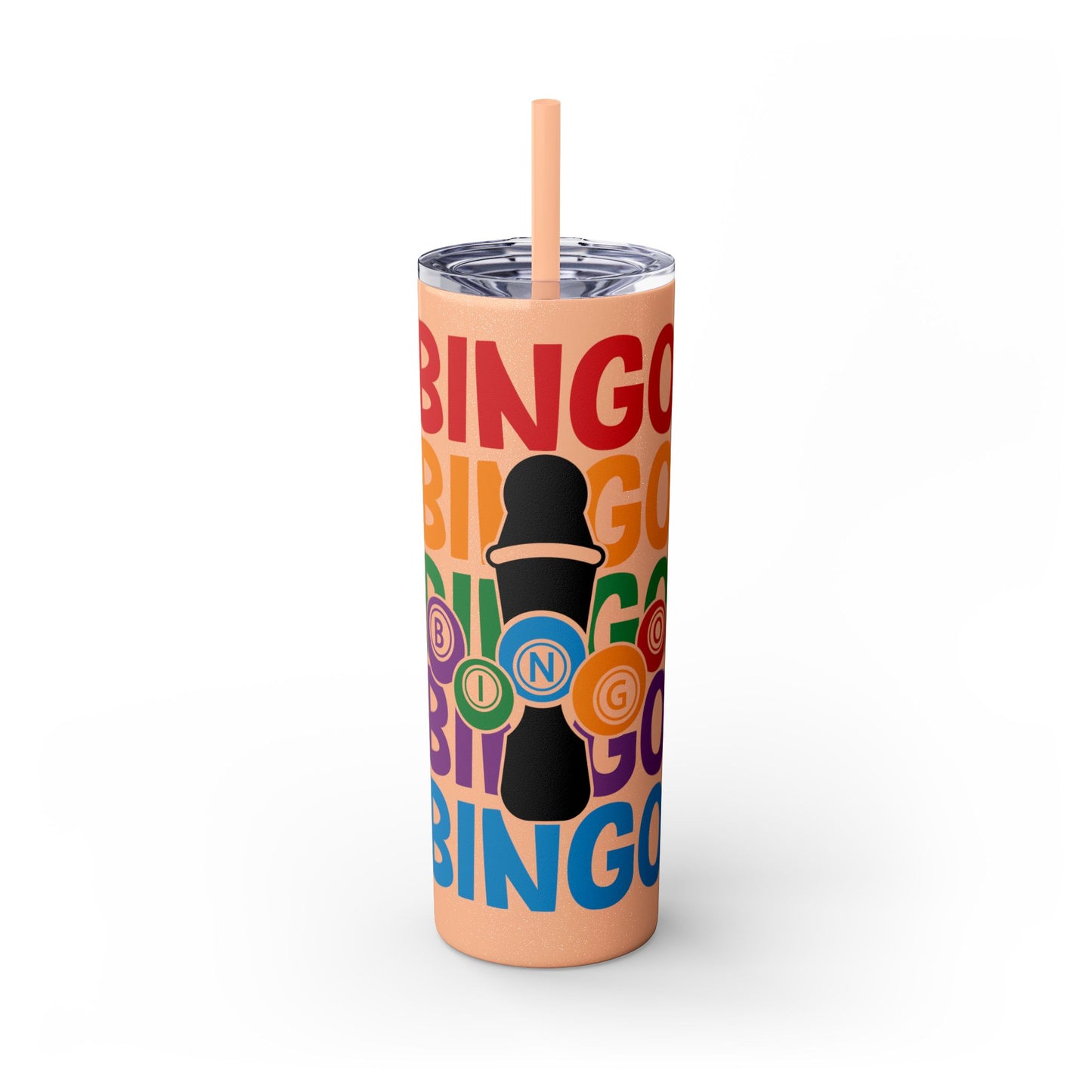 Personalized Colorful Bingo Skinny Tumbler with Straw, Perfect Gift for Bingo Lovers, Travel Mug for Game Night, Fun Party Accessory, 20oz