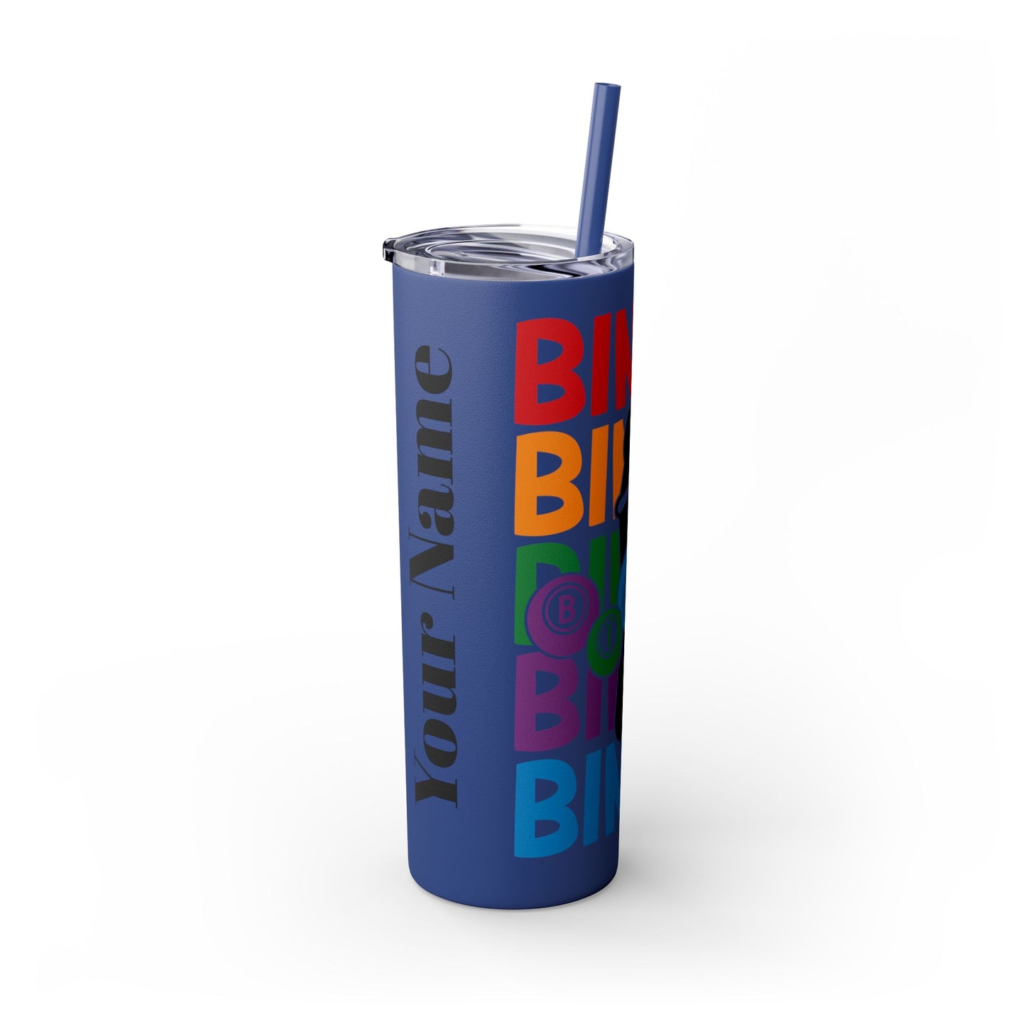 Personalized Colorful Bingo Skinny Tumbler with Straw, Perfect Gift for Bingo Lovers, Travel Mug for Game Night, Fun Party Accessory, 20oz