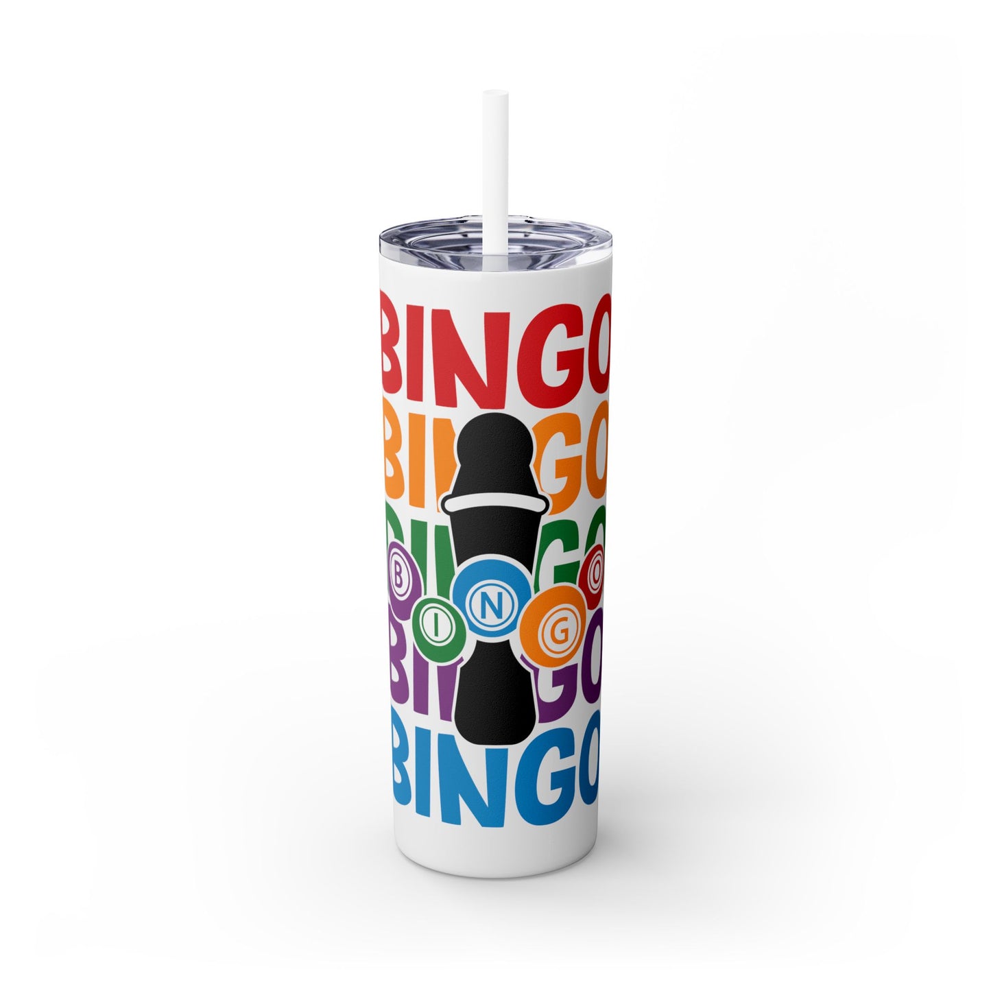Personalized Colorful Bingo Skinny Tumbler with Straw, Perfect Gift for Bingo Lovers, Travel Mug for Game Night, Fun Party Accessory, 20oz
