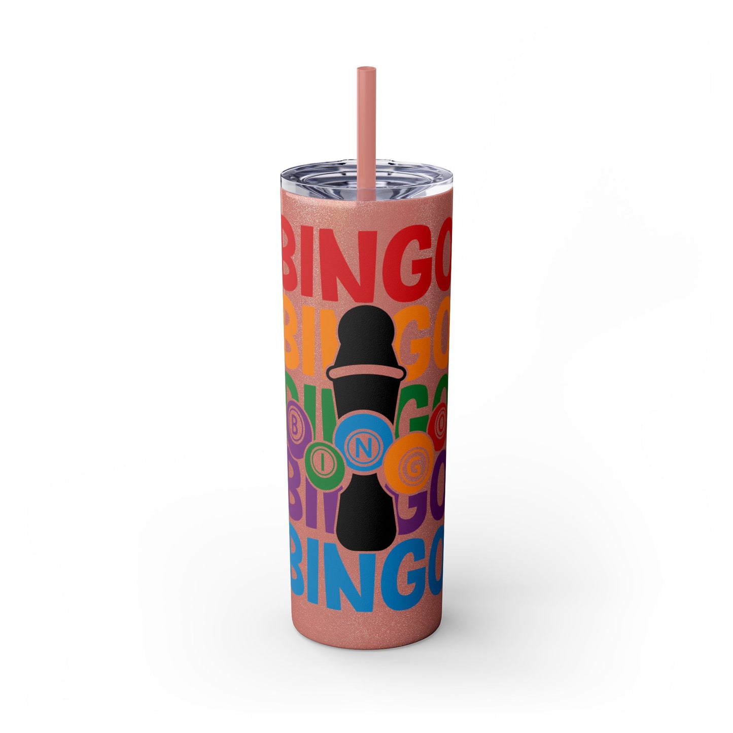Personalized Colorful Bingo Skinny Tumbler with Straw, Perfect Gift for Bingo Lovers, Travel Mug for Game Night, Fun Party Accessory, 20oz