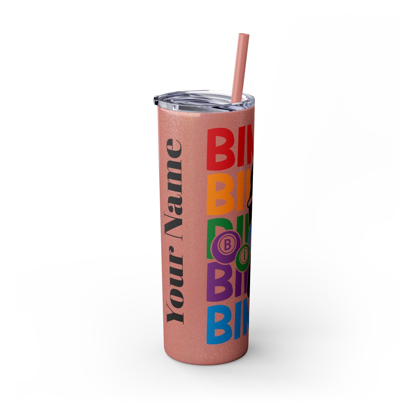 Personalized Colorful Bingo Skinny Tumbler with Straw, Perfect Gift for Bingo Lovers, Travel Mug for Game Night, Fun Party Accessory, 20oz