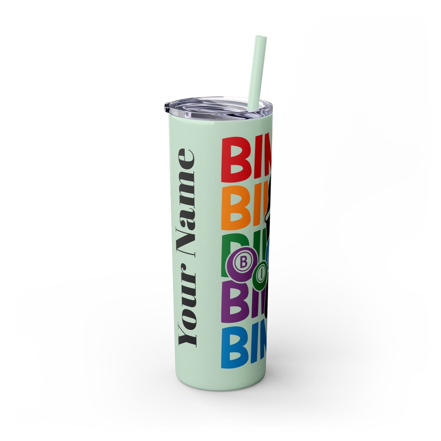 Personalized Colorful Bingo Skinny Tumbler with Straw, Perfect Gift for Bingo Lovers, Travel Mug for Game Night, Fun Party Accessory, 20oz